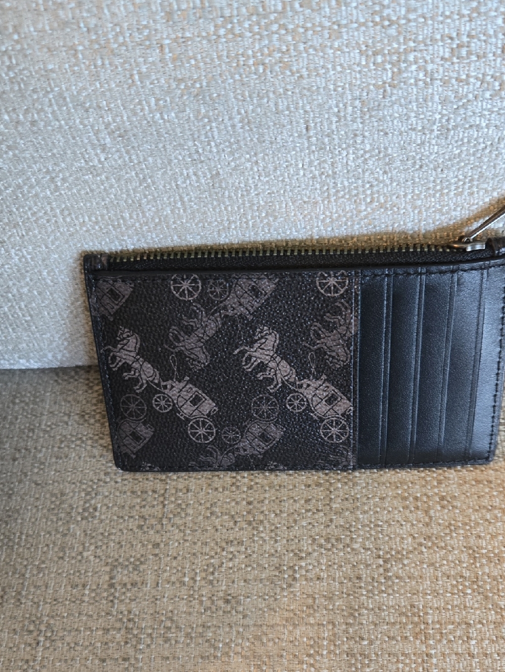 Coach Gray Signature Script Tote with Black Trim and Matching Wallet - Picture 5 of 7